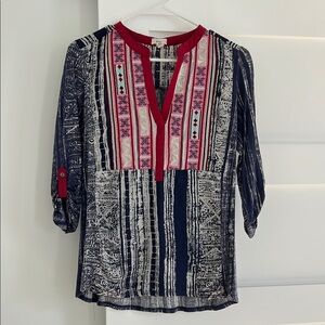 TINY Anthropologie Brand Batik Look Top CUTE
